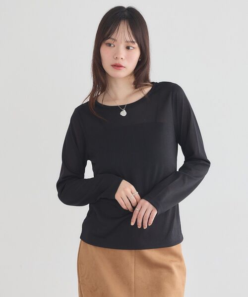 earth music&ecology(アースミュージックアンドエコロジー)の「シアーラメカットプルオーバー(Tシャツ/カットソー・レディース・ブラック/ブラウン/シルバー・FREE)」の5枚目の写真