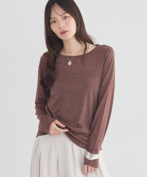 earth music&ecology(アースミュージックアンドエコロジー)の「シアーラメカットプルオーバー(Tシャツ/カットソー・レディース・ブラック/ブラウン/シルバー・FREE)」の11枚目の写真