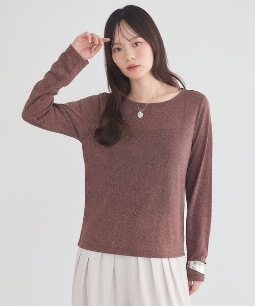 earth music&ecology(アースミュージックアンドエコロジー)の「シアーラメカットプルオーバー(Tシャツ/カットソー・レディース・ブラック/ブラウン/シルバー・FREE)」の12枚目の写真