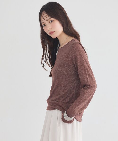 earth music&ecology(アースミュージックアンドエコロジー)の「シアーラメカットプルオーバー(Tシャツ/カットソー・レディース・ブラック/ブラウン/シルバー・FREE)」の13枚目の写真