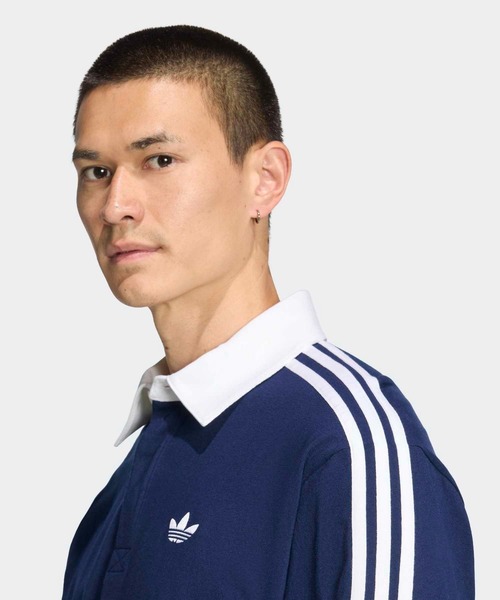 adidas(アディダス)の「スリーストライプス ラグビー 長袖ポロ / アディダスオリジナルス adidas Originals(ポロシャツ・メンズ・ブルー系その他・LARGE/MEDIUM/SMALL/X-SMALL/XX-LARGE/3XL/X-LARGE)」の3枚目の写真