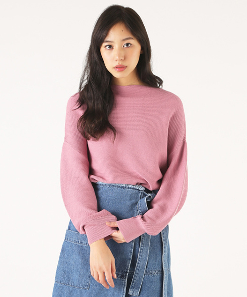 MOUSSY（マウジー）の「COTTONMIX GATHER STITCH POK（ニット/セーター・レディース・ライトグレー/ブルー/オフホワイト/ライトピンク・FREE）」の4枚目の写真