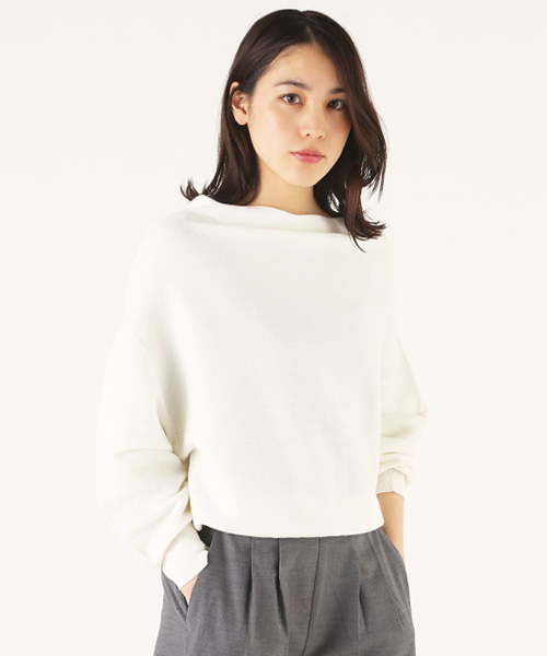 MOUSSY（マウジー）の「COTTONMIX GATHER STITCH POK（ニット/セーター・レディース・ライトグレー/ブルー/オフホワイト/ライトピンク・FREE）」の2枚目の写真