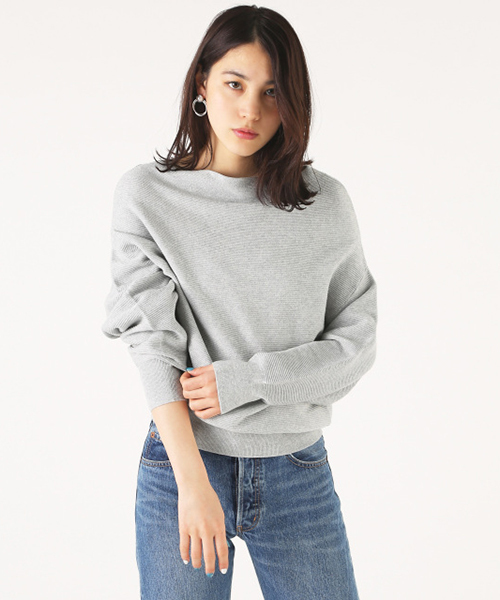 MOUSSY（マウジー）の「COTTONMIX GATHER STITCH POK（ニット/セーター・レディース・ライトグレー/ブルー/オフホワイト/ライトピンク・FREE）」の3枚目の写真