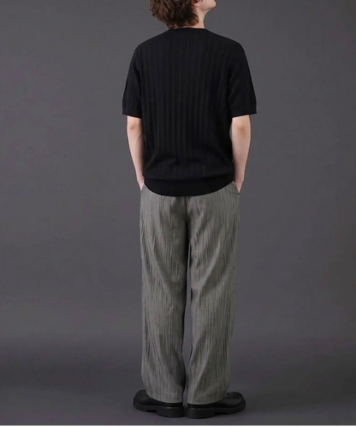 revertical(リバーティカル)の「リブ編み クルーネック 半袖サマーニットTシャツ(Tシャツ/カットソー・メンズ・ネイビー/ブラック/ホワイト/ライトブルー・MEDIUM/LARGE)」の12枚目の写真