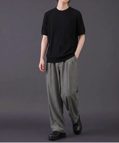 revertical(リバーティカル)の「リブ編み クルーネック 半袖サマーニットTシャツ(Tシャツ/カットソー・メンズ・ネイビー/ブラック/ホワイト/ライトブルー・MEDIUM/LARGE)」の13枚目の写真