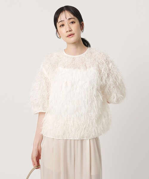 UNITED ARROWS（ユナイテッドアローズ）の「へアリー フリンジ ブラウス ‐ウォッシャブル‐（シャツ/ブラウス・レディース・オフホワイト/ブラック・FREE）」の6枚目の写真