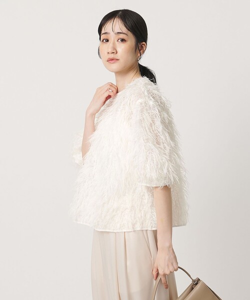 UNITED ARROWS（ユナイテッドアローズ）の「へアリー フリンジ ブラウス ‐ウォッシャブル‐（シャツ/ブラウス・レディース・オフホワイト/ブラック・FREE）」の7枚目の写真