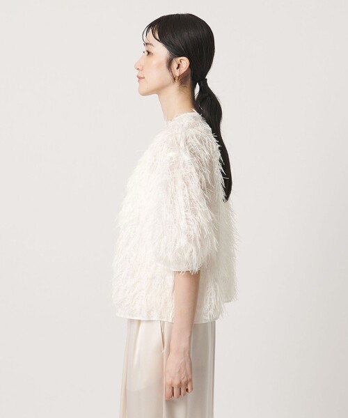 UNITED ARROWS（ユナイテッドアローズ）の「へアリー フリンジ ブラウス ‐ウォッシャブル‐（シャツ/ブラウス・レディース・オフホワイト/ブラック・FREE）」の3枚目の写真