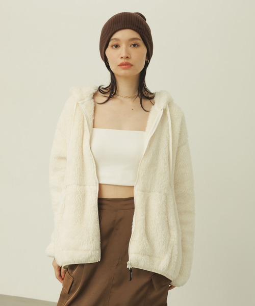 Champion(チャンピオン)の「【Champion(チャンピオン)】別注/シェルパフリースパーカー(その他アウター・レディース・ブラック/オフホワイト/ブラウン・FREE)」の21枚目の写真