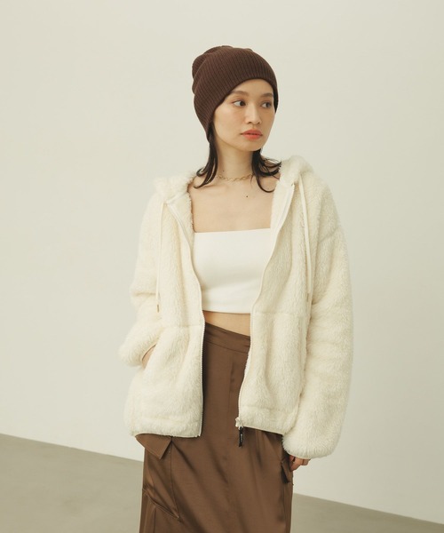 Champion(チャンピオン)の「【Champion(チャンピオン)】別注/シェルパフリースパーカー(その他アウター・レディース・ブラック/オフホワイト/ブラウン・FREE)」の22枚目の写真