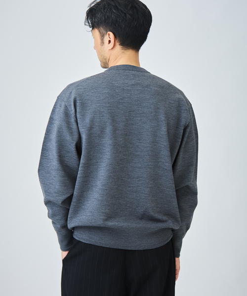 EDIFICE（エディフィス）の「《EDIFICE by PIPPIOLINO》ウール プレイティング クルーネック（ニット/セーター・メンズ・ブラック/グレー・MEDIUM/LARGE）」の7枚目の写真