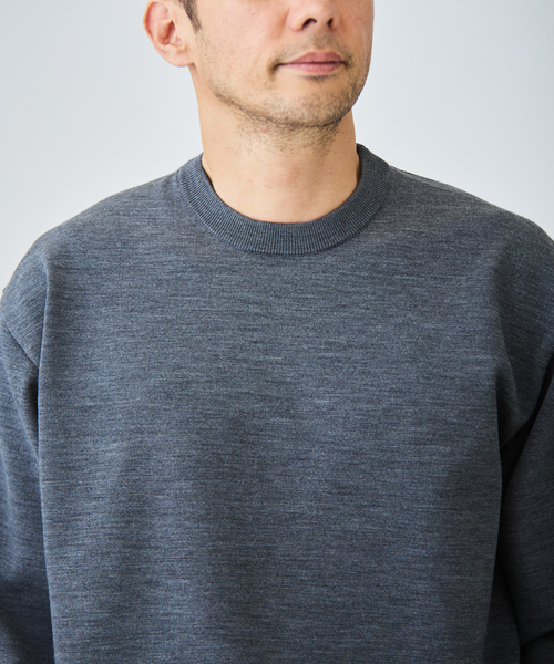 EDIFICE（エディフィス）の「《EDIFICE by PIPPIOLINO》ウール プレイティング クルーネック（ニット/セーター・メンズ・ブラック/グレー・MEDIUM/LARGE）」の8枚目の写真