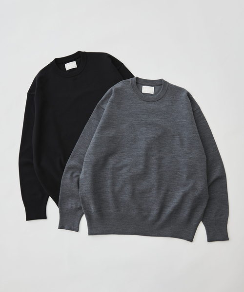 EDIFICE（エディフィス）の「《EDIFICE by PIPPIOLINO》ウール プレイティング クルーネック（ニット/セーター・メンズ・ブラック/グレー・MEDIUM/LARGE）」の11枚目の写真