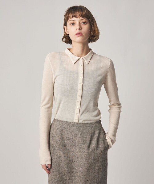 Steven Alan(スティーブンアラン)の「<Steven Alan>ウール リブ ポロエリ カーディガン(カーディガン/ボレロ・レディース・グレー系/ブラック/オフホワイト・FREE)」の2枚目の写真
