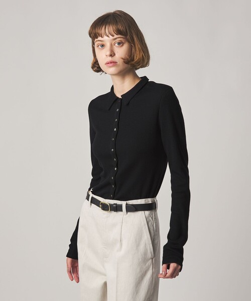 Steven Alan(スティーブンアラン)の「<Steven Alan>ウール リブ ポロエリ カーディガン(カーディガン/ボレロ・レディース・グレー系/ブラック/オフホワイト・FREE)」の1枚目の写真