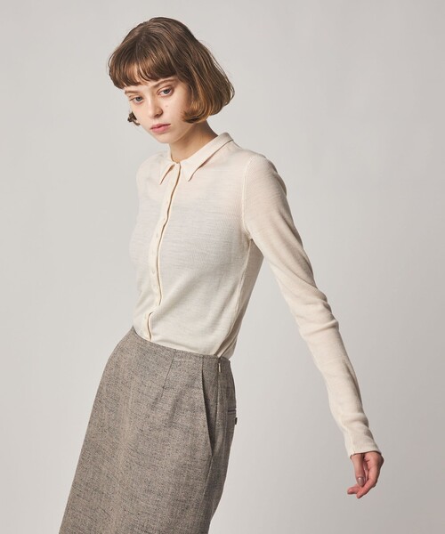 Steven Alan(スティーブンアラン)の「<Steven Alan>ウール リブ ポロエリ カーディガン(カーディガン/ボレロ・レディース・グレー系/ブラック/オフホワイト・FREE)」の7枚目の写真