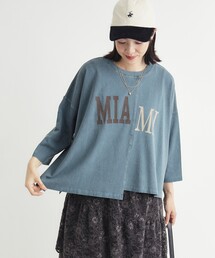 HONEYSUCKLE ROSE | 《店舗人気アイテム/体型カバー》ロゴ切替7分袖Tシャツ(Tシャツ/カットソー)