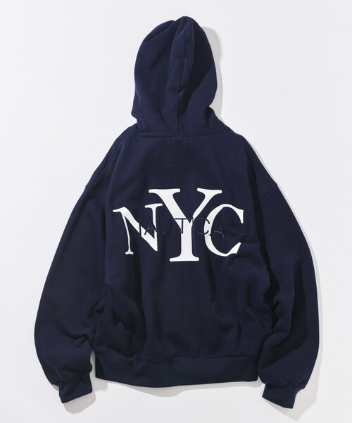 NAUTICA(ノーティカ)の「NAUTICA/ノーティカ NYC ロゴZIP HOODIE/ジップフーディー(パーカー・レディース・ネイビー/ライトグレー・フリ-)」の1枚目の写真
