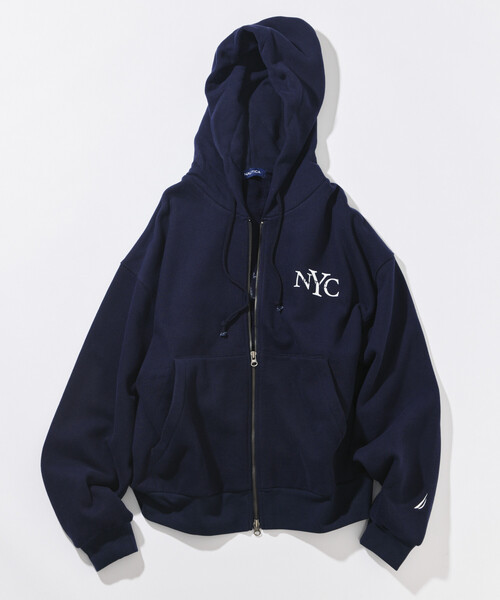 NAUTICA(ノーティカ)の「NAUTICA/ノーティカ NYC ロゴZIP HOODIE/ジップフーディー(パーカー・レディース・ネイビー/ライトグレー・フリ-)」の3枚目の写真