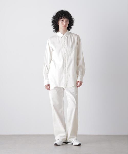 Y（ワイ）の「Ｙ /  [UNISEX] ORGANIC COTTON WASHER SATIN BD SHIRT（シャツ/ブラウス・メンズ・ネイビー/ホワイト・LARGE/MEDIUM）」の3枚目の写真