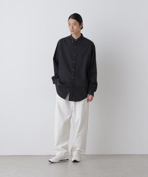 Y（ワイ）の「Ｙ /  [UNISEX] ORGANIC COTTON WASHER SATIN BD SHIRT（シャツ/ブラウス・メンズ・ネイビー/ホワイト・LARGE/MEDIUM）」の6枚目の写真
