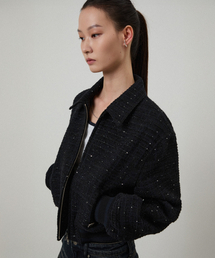 BLUE MOON Wool Tweed Jacket Midnight Black