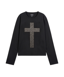 クロススタッズロングスリーブTシャツ(ブラック)