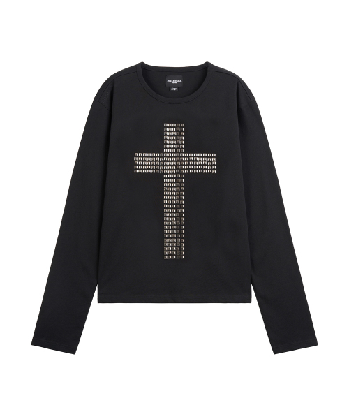 PITCHBLACK(ピッチブラック)の「クロススタッズロングスリーブTシャツ(ブラック)(Tシャツ/カットソー・メンズ・その他・LARGE/MEDIUM/X-LARGE)」の7枚目の写真