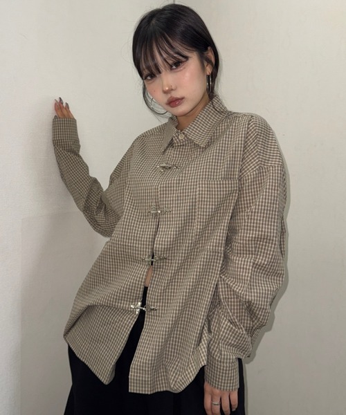 A'gem(エージェム)の「A'GEM/9 × .kom 『A'gem/エージェム』FIREMAN CHECK SHIRT/ファイヤーマンチェックシャツ(シャツ/ブラウス・メンズ・ブラック/ベージュ・M)」の2枚目の写真