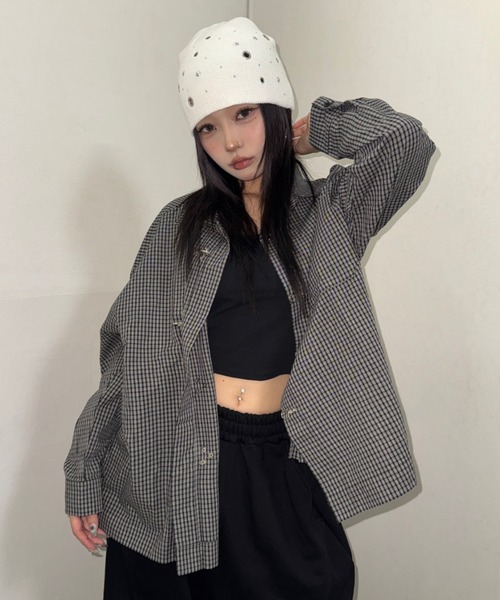 A'gem(エージェム)の「A'GEM/9 × .kom 『A'gem/エージェム』FIREMAN CHECK SHIRT/ファイヤーマンチェックシャツ(シャツ/ブラウス・メンズ・ブラック/ベージュ・M)」の1枚目の写真