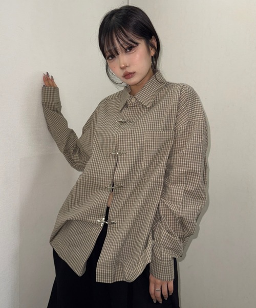 A'gem(エージェム)の「A'GEM/9 × .kom 『A'gem/エージェム』FIREMAN CHECK SHIRT/ファイヤーマンチェックシャツ(シャツ/ブラウス・メンズ・ブラック/ベージュ・M)」の6枚目の写真