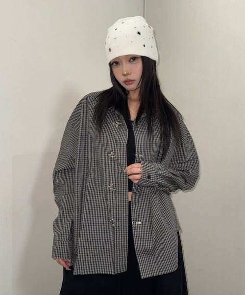 A'gem(エージェム)の「A'GEM/9 × .kom 『A'gem/エージェム』FIREMAN CHECK SHIRT/ファイヤーマンチェックシャツ(シャツ/ブラウス・メンズ・ブラック/ベージュ・M)」の3枚目の写真