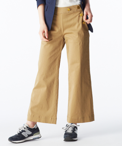 IEDIT（イディット）の「【股下丈が選べる】ミルブロウズ　ゴールドボタンがアクセントのアンクル丈ワイドマリンパンツ　（その他パンツ・レディース・ブラック/ネイビー/ベージュ/ホワイト・7/9/4/2/3/8/6/10/1/5）」の3枚目の写真