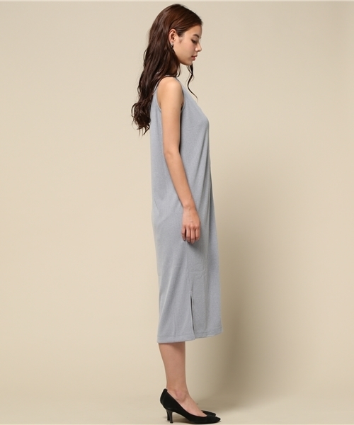 goocy（グースィー）の「フロントボタンリブロングワンピース（ワンピース・レディース・ピンク/マスタード/ネイビー/グレー・FREE）」の6枚目の写真