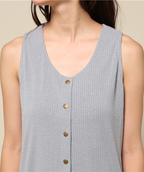 goocy（グースィー）の「フロントボタンリブロングワンピース（ワンピース・レディース・ピンク/マスタード/ネイビー/グレー・FREE）」の8枚目の写真