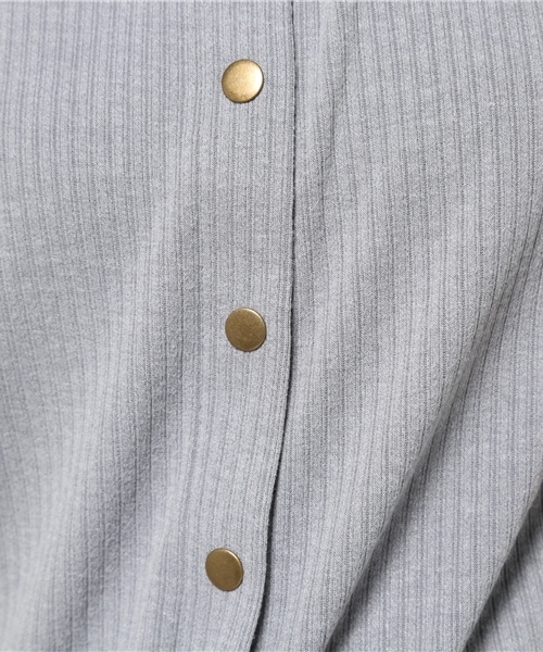 goocy（グースィー）の「フロントボタンリブロングワンピース（ワンピース・レディース・ピンク/マスタード/ネイビー/グレー・FREE）」の10枚目の写真