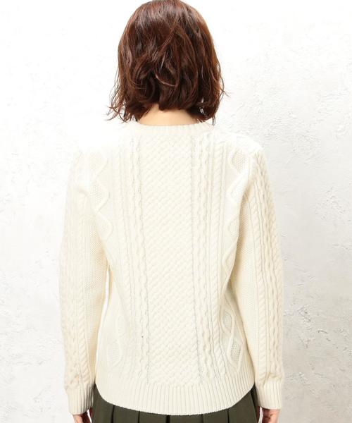 green label relaxing（グリーンレーベルリラクシング）の「CB HAMILTON ARAN C/N 5Gニット（ニット/セーター・レディース・オフホワイト/ライトグレー/ネイビー/レッド・40/38）」の15枚目の写真