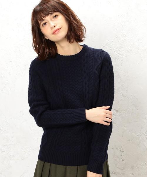 green label relaxing（グリーンレーベルリラクシング）の「CB HAMILTON ARAN C/N 5Gニット（ニット/セーター・レディース・オフホワイト/ライトグレー/ネイビー/レッド・40/38）」の12枚目の写真