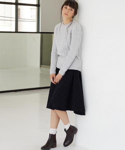 green label relaxing（グリーンレーベルリラクシング）の「CB HAMILTON ARAN C/N 5Gニット（ニット/セーター・レディース・オフホワイト/ライトグレー/ネイビー/レッド・40/38）」の8枚目の写真