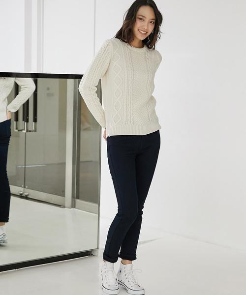 green label relaxing（グリーンレーベルリラクシング）の「CB HAMILTON ARAN C/N 5Gニット（ニット/セーター・レディース・オフホワイト/ライトグレー/ネイビー/レッド・40/38）」の19枚目の写真