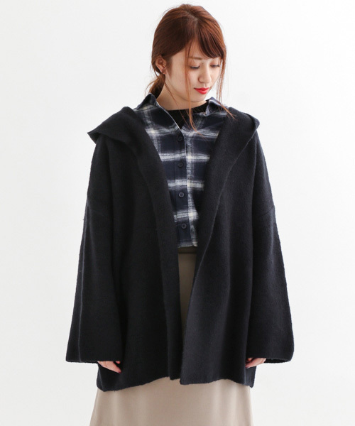 URBAN RESEARCH Sonny Label(アーバンリサーチサニーレーベル)の「Sonny Label Wフェイスフード付ニットカーディガン(カーディガン/ボレロ・レディース・グレー/ネイビー・FREE)」の15枚目の写真