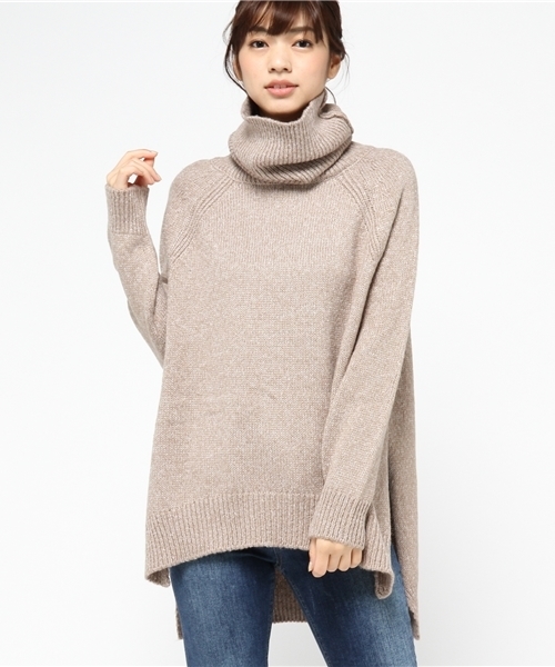 amorous insense（アモラスインセンス）の「二つ折りネックニットトップス（ニット/セーター・レディース・チャコールグレー/ベージュ・MEDIUM）」の2枚目の写真