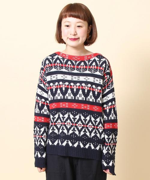 coen（コーエン）の「ノルディックジャガードニット（ニット/セーター・レディース・ネイビー/グリーン・FREE）」の21枚目の写真