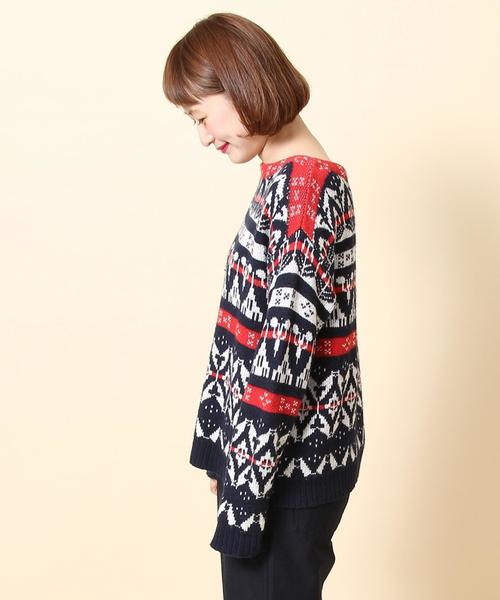 coen（コーエン）の「ノルディックジャガードニット（ニット/セーター・レディース・ネイビー/グリーン・FREE）」の20枚目の写真