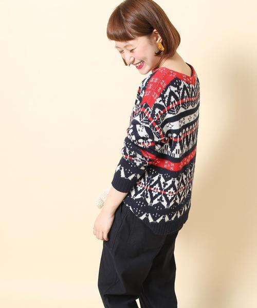 coen（コーエン）の「ノルディックジャガードニット（ニット/セーター・レディース・ネイビー/グリーン・FREE）」の17枚目の写真