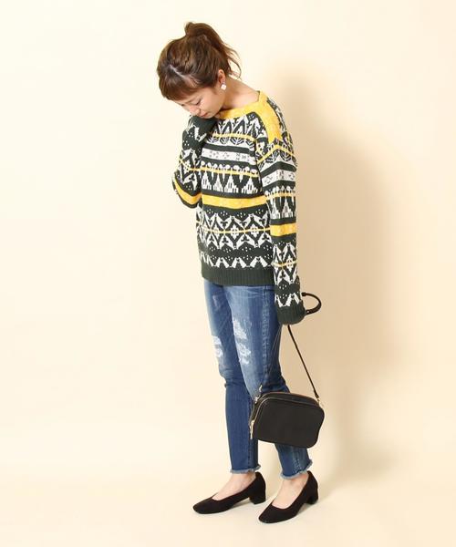 coen（コーエン）の「ノルディックジャガードニット（ニット/セーター・レディース・ネイビー/グリーン・FREE）」の12枚目の写真