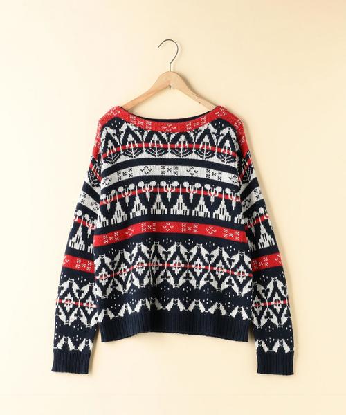 coen（コーエン）の「ノルディックジャガードニット（ニット/セーター・レディース・ネイビー/グリーン・FREE）」の5枚目の写真