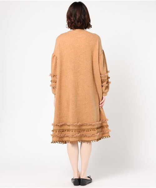 MERLOT(メルロー)の「ポンポンフリンジ×フリルラインワンピース1129(ワンピース・レディース・ブラック/オレンジ/アイボリー・FREE)」の7枚目の写真