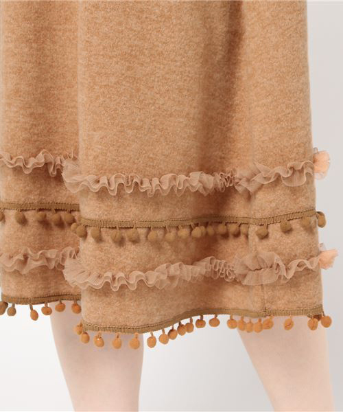 MERLOT(メルロー)の「ポンポンフリンジ×フリルラインワンピース1129(ワンピース・レディース・ブラック/オレンジ/アイボリー・FREE)」の12枚目の写真